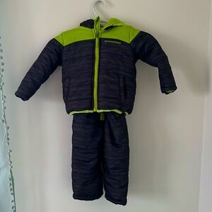 Weatherproof Kids Puffer Jacket and Pants - Black and Neon Green